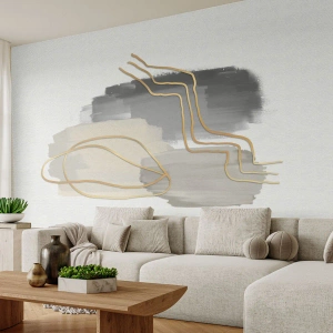 Fototapet Standard Eco - Varaktighet och rörelse - Abstraktion, Bit, Guld - 400x280 cm