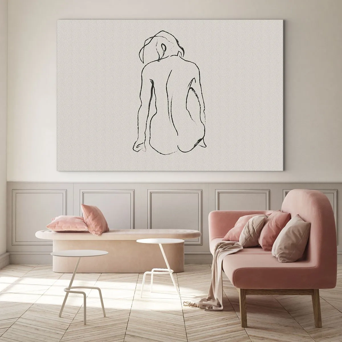 Glastavla - Bild på glas - Naken flicka - 70x50 cm