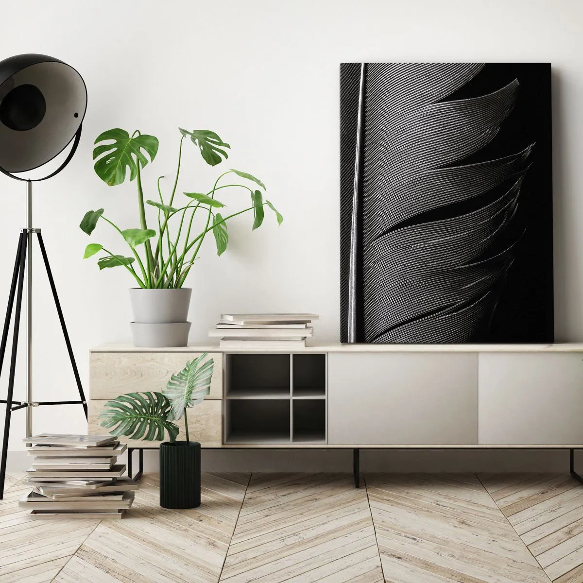 Canvastavla - Bild på duk - Fjäder - en underbar konstruktion - 45x80 cm