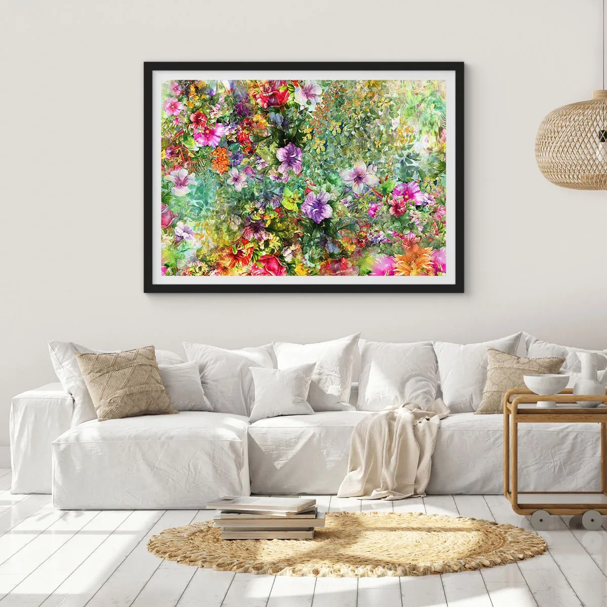 Affisch i svart ram - Ta en dopp i blommorna - 50x40 cm