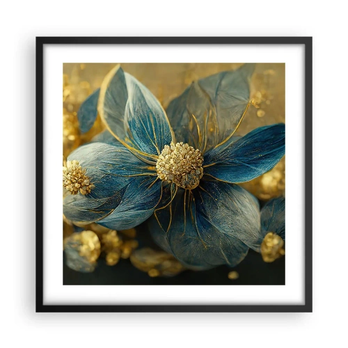 Affisch i svart ram - Blommande av guld - 50x50 cm