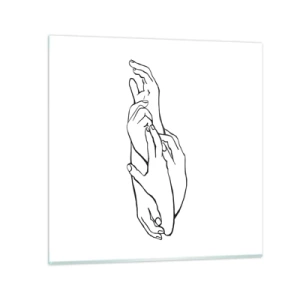 Glastavla - Bild på glas - Hand i hand - 40x40 cm