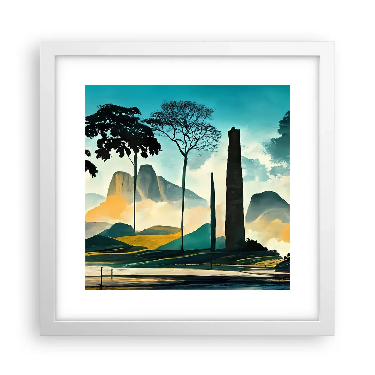 Affisch i vit ram - Fortfarande högre och högre - 30x30 cm