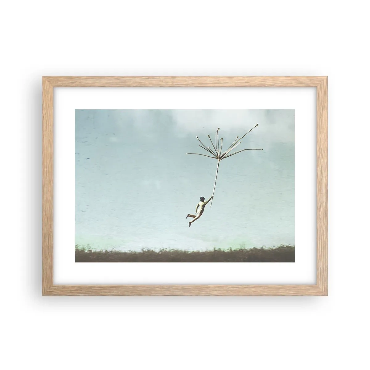 Affisch i ram av ljusek - Drakar, maskrosor, vind - 40x30 cm