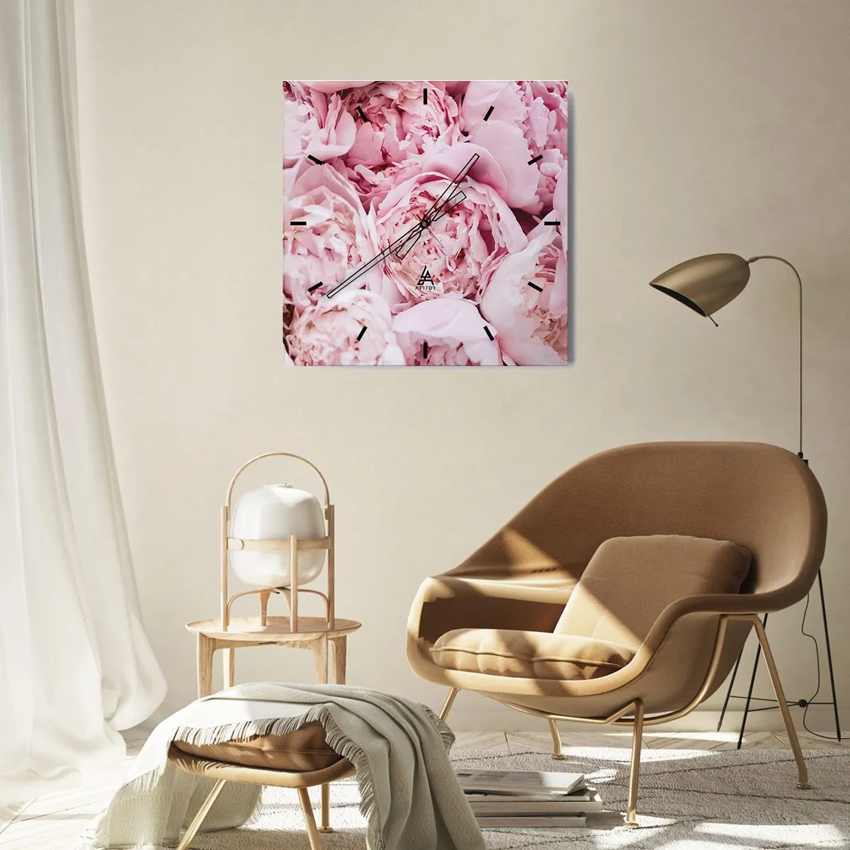 Väggklocka - Klocka på glas - Hopklämda och doftande - 40x40 cm