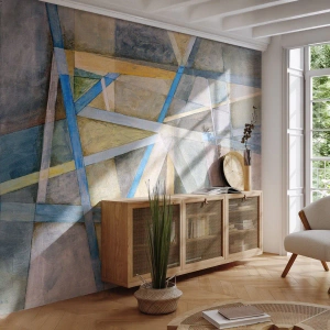 Fototapet Standard Eco - Rakt fram eller diagonalt? - Abstraktion, Bit, Modernt mönster - 350x256 cm