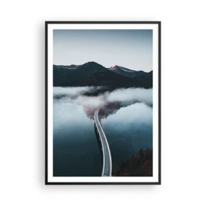 Affisch i svart ram - Över ett vatten som är så slätt som en spegel - 70x100 cm