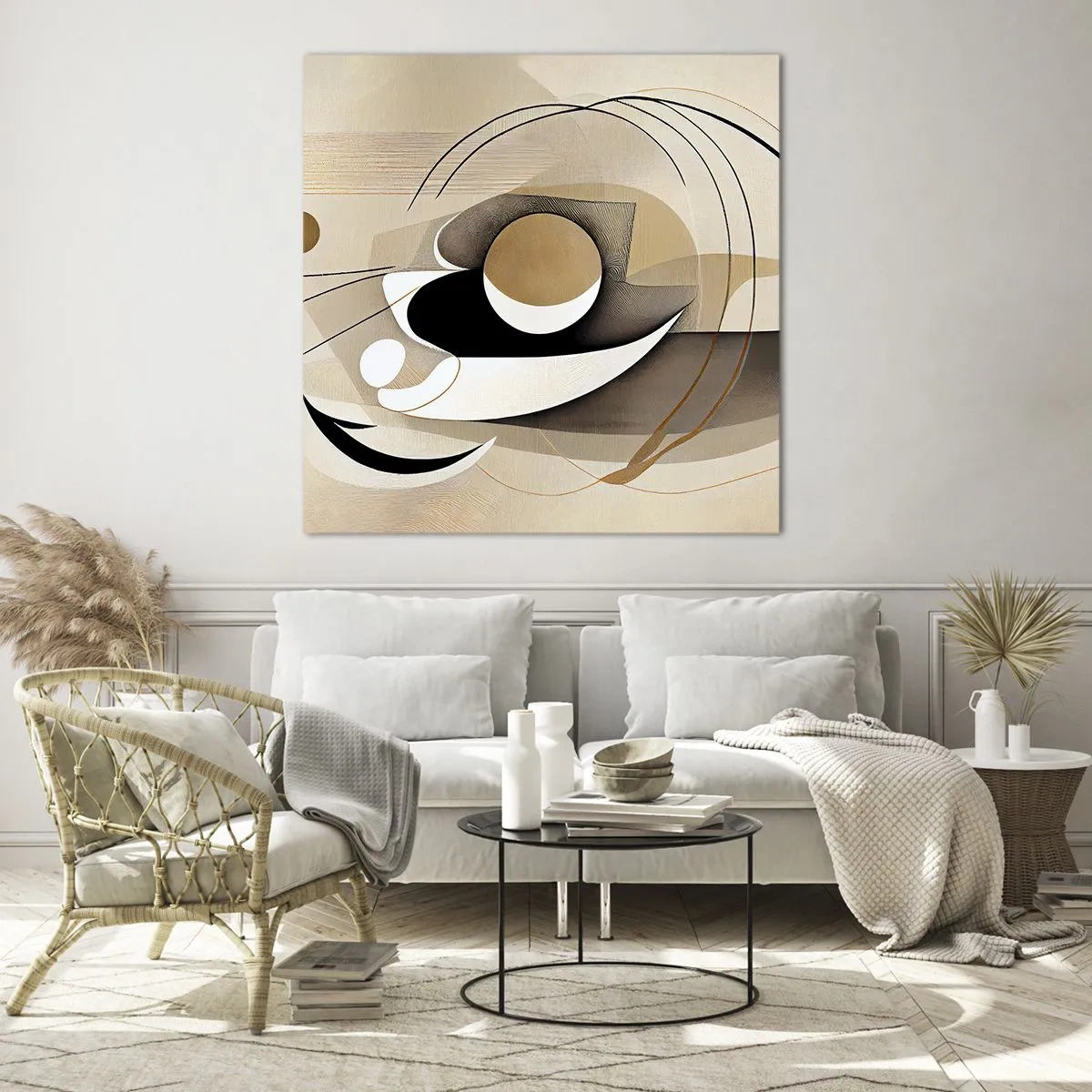 Glastavla - Bild på glas - Komposition: essensen av saker och ting - 70x70 cm