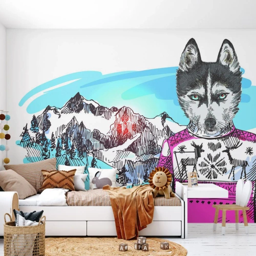 Självhäftande Fototapet Deluxe Sticker - Varg i fårskinn - Abstraktion, Varg, För barn - 250x175 cm