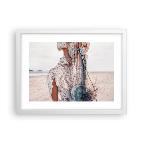 Affisch i vit ram - Flower power på väg - 40x30 cm