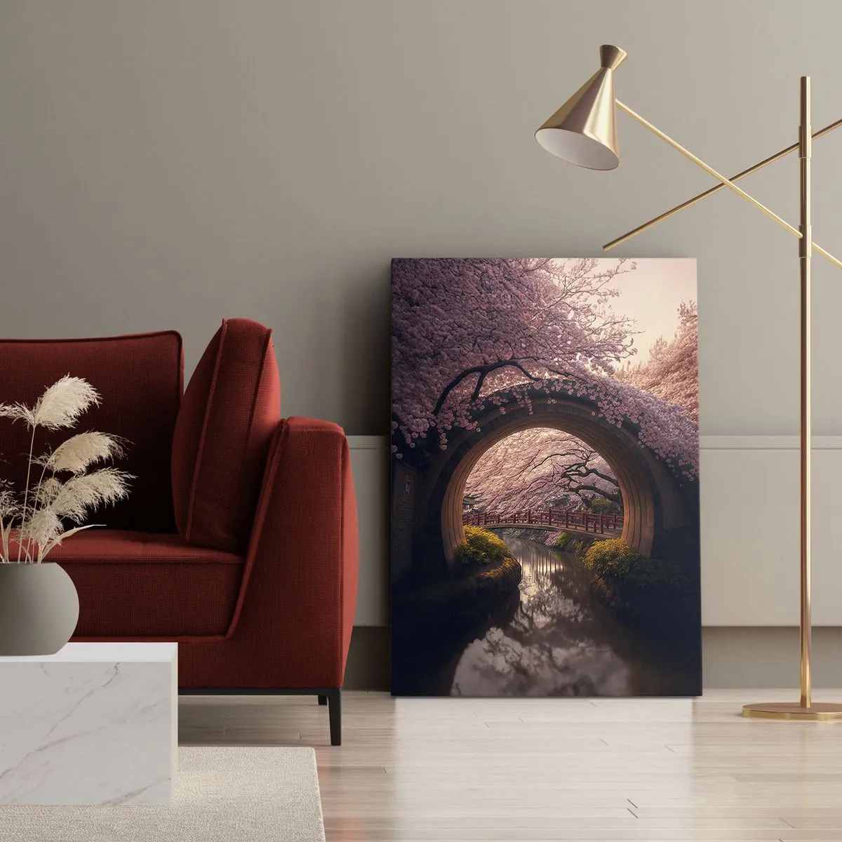 Canvastavla - Bild på duk - Japansk vår - 45x80 cm