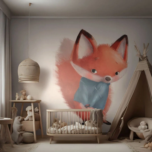 Självhäftande Fototapet Deluxe Sticker - Ser jag bra ut? - För barn, Räv, Saga - 100x70 cm