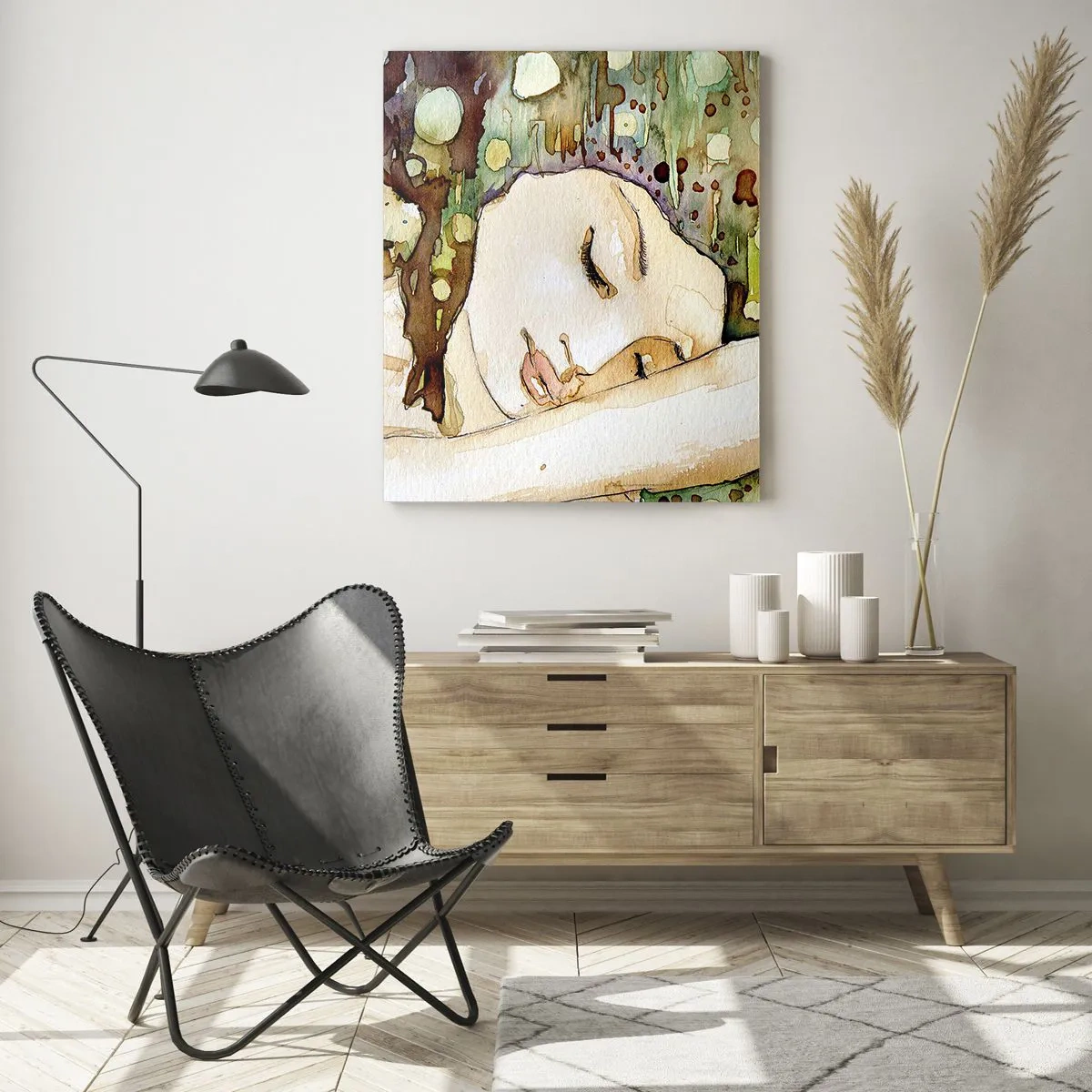 Glastavla - Bild på glas - Smaragd-viol dröm - 80x120 cm