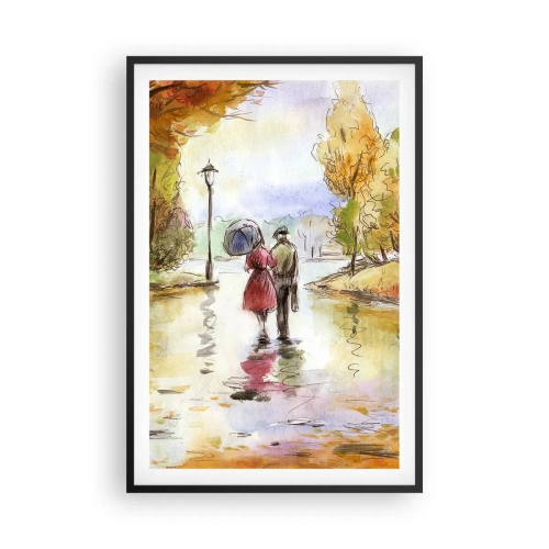 Affisch i svart ram - Romantisk höst i parken - 61x91 cm