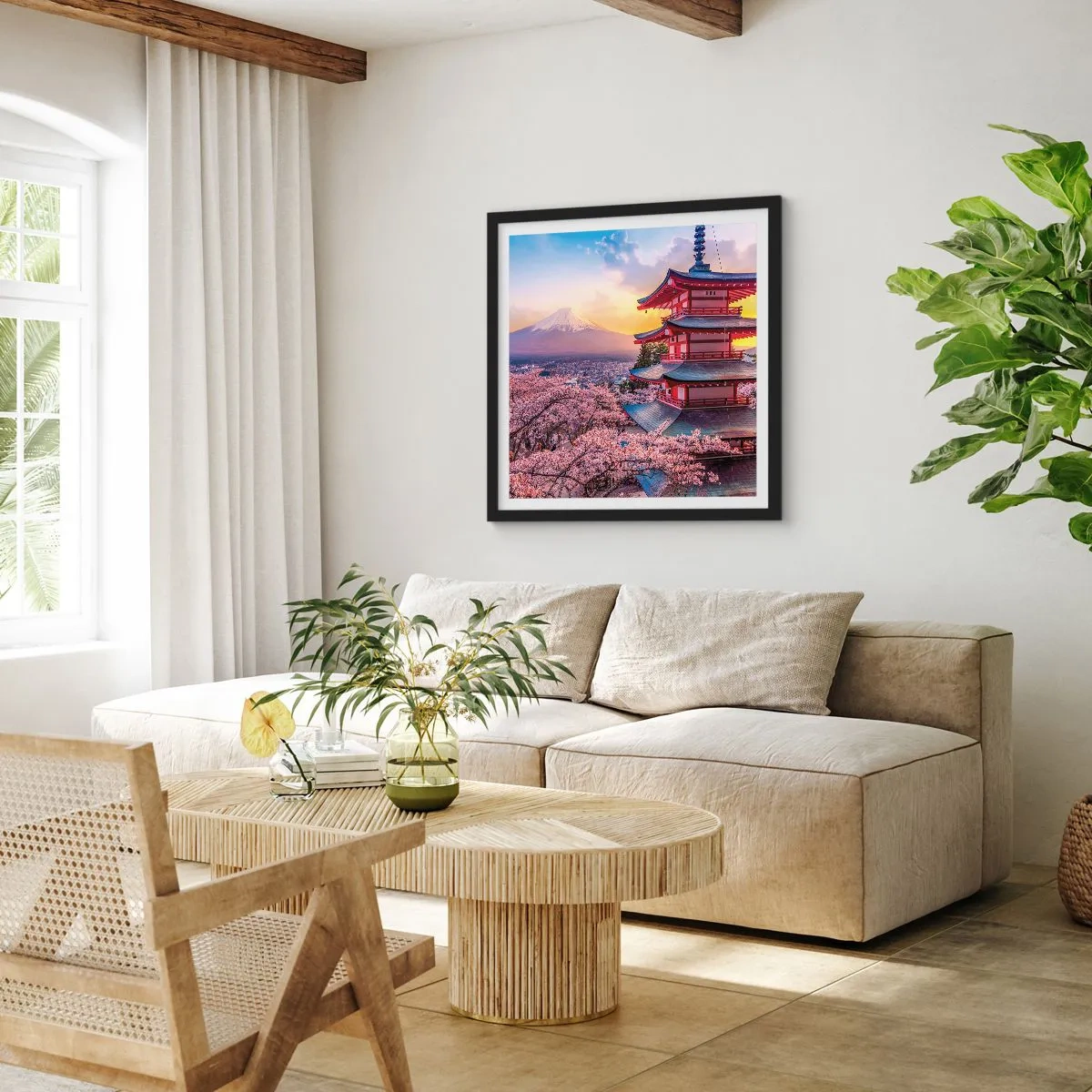 Affisch i svart ram - Essens av den japanska andan - 40x40 cm