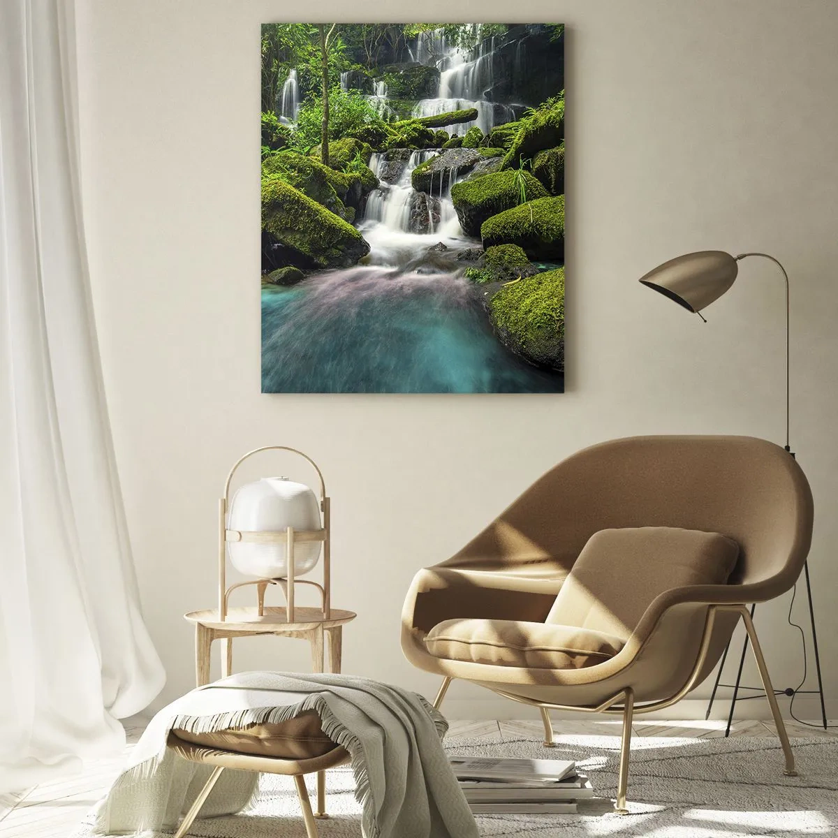 Glastavla - Bild på glas - Turkos, safir och flytande silver - 70x100 cm