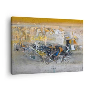 Canvastavla - Bild på duk - Abstraktion med dominerande nyanser av gult och grått - 70x50cm - Allt blir bra - Modern väggdekoration för vardagsrum och sovrum ARTTOR