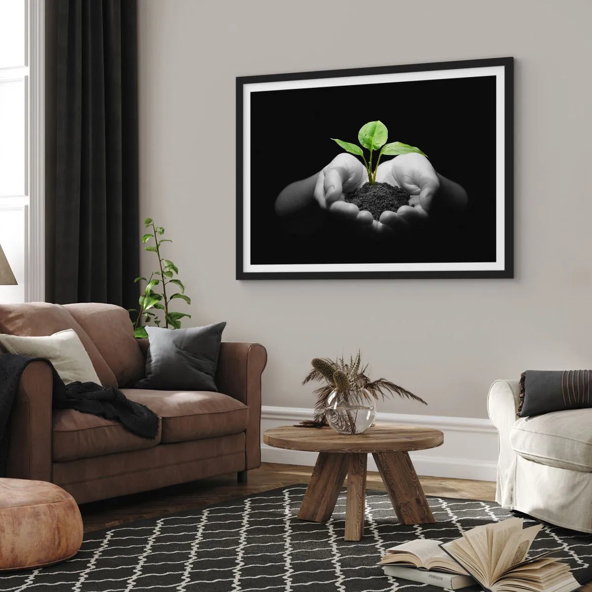 Affisch i svart ram - Jag älskar naturen och skyddar den - 100x70 cm