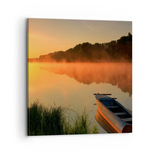 Canvastavla - Bild på duk - Soluppgång vid spegelklart vatten - 70x70 cm