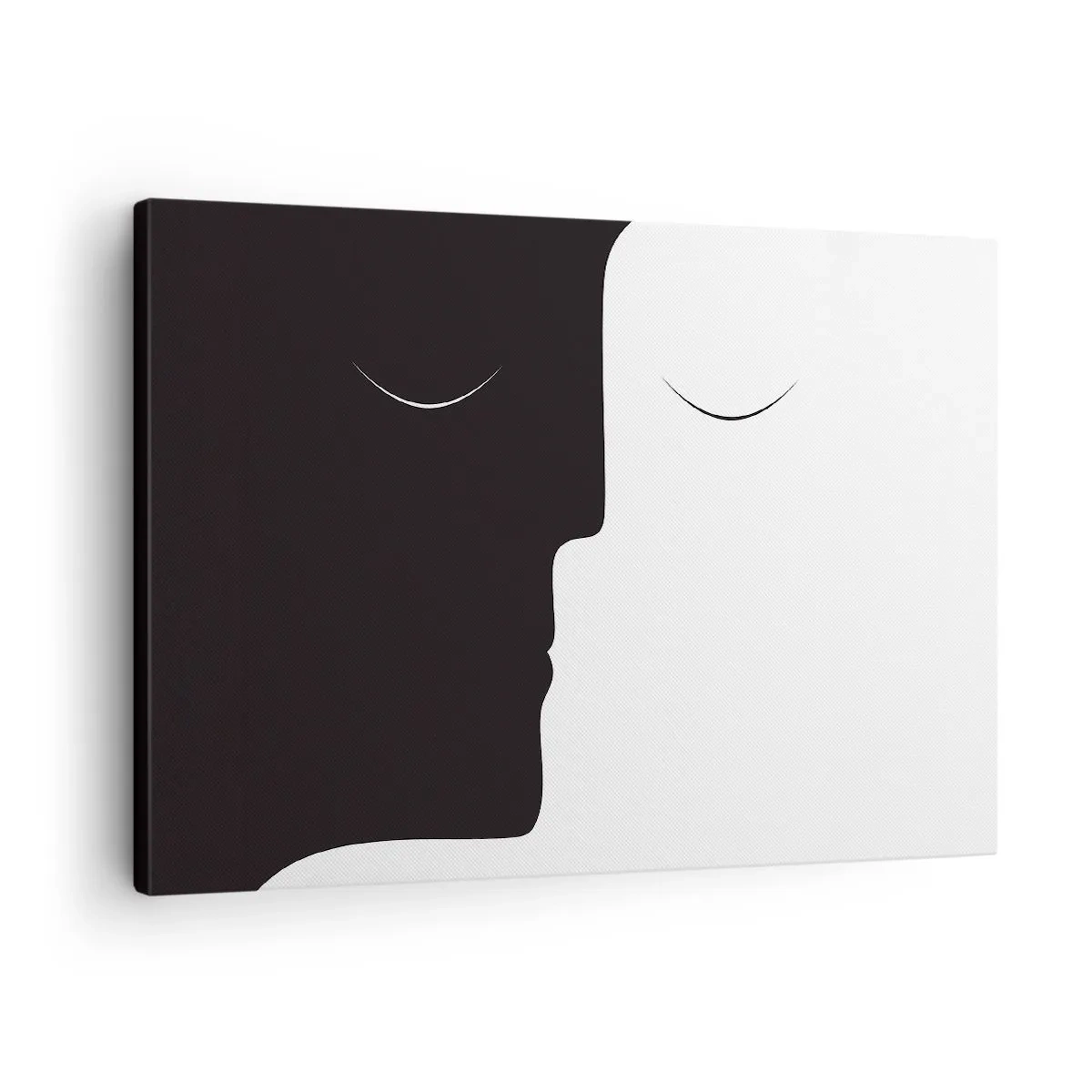 Canvastavla - Bild på duk - En minimalistisk silhuett av två ansikten i kontrasterande färger. - 70x50cm - Motsatsernas enhet - Modern väggdekoration för vardagsrum och sovrum ARTTOR