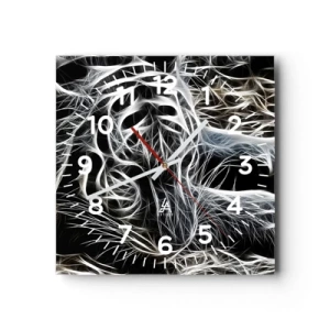 Väggklocka - Klocka på glas - En studie om kattens lätthet - 30x30 cm