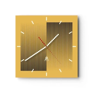 Väggklocka - Klocka på glas - Motsatsernas kvadrat - 30x30 cm
