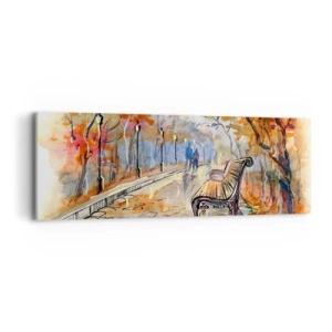 Canvastavla - Bild på duk - Vandra tillsammans mot hösten - 90x30 cm