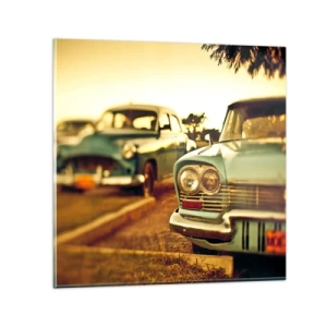 Glastavla - Bild på glas - Vi väntar och ser - 40x40 cm