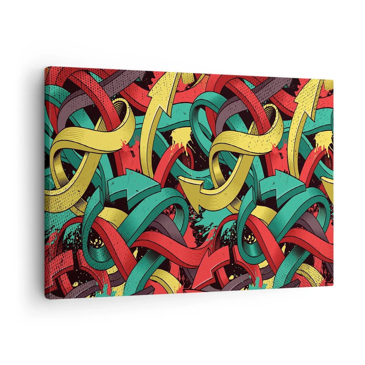 Canvastavla - Bild på duk - Abstrakta pilar i livfulla färger skapar kaos - 70x50cm - Vilken väg till målet? - Modern väggdekoration för vardagsrum och sovrum ARTTOR