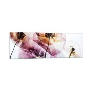 Glastavla - Bild på glas - Blommornas transparenta kroppar - 160x50 cm
