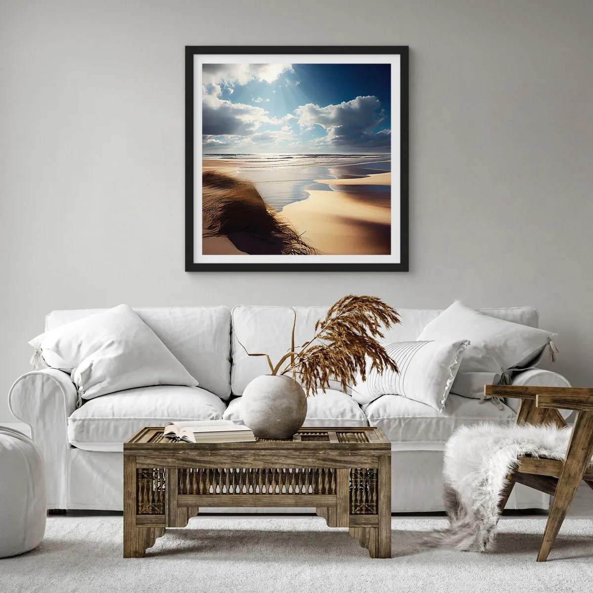 Affisch i svart ram - Strand, vild strand - 40x40 cm