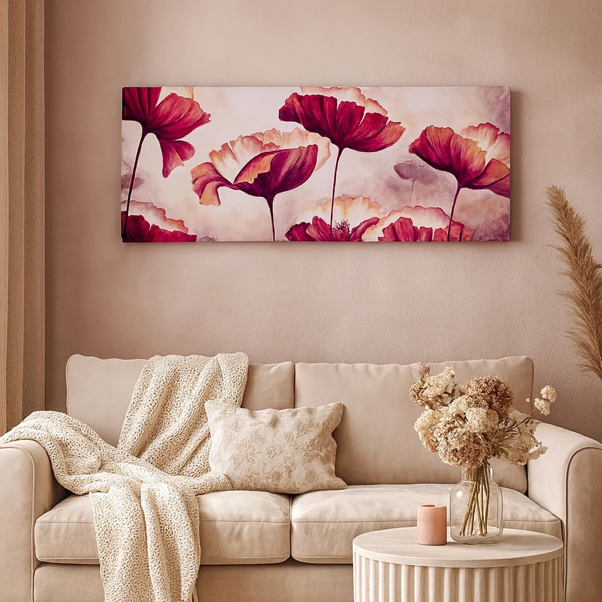 Canvastavla - Bild på duk - Röd och vit flinga - 30x30 cm