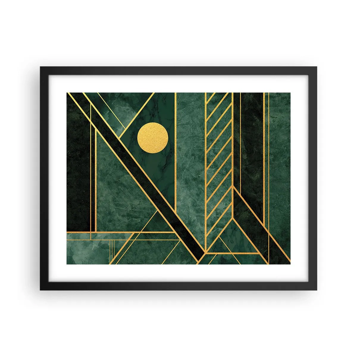 Affisch i svart ram - Dynamik av guld och azurblå - 50x40 cm