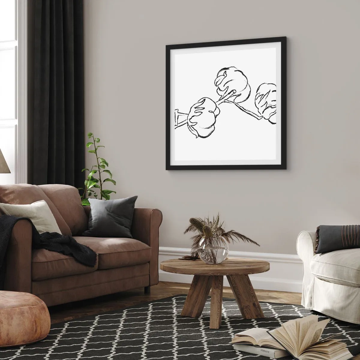 Affisch i svart ram - Bomullsdun - 50x50 cm