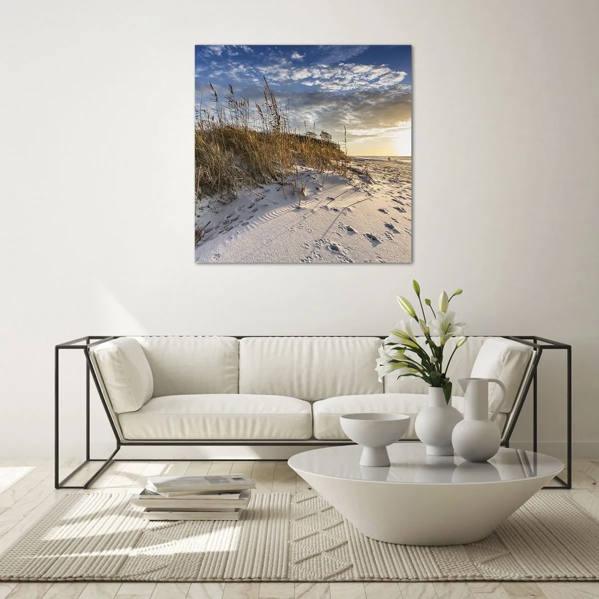 Glastavla - Bild på glas - Inbjudan till promenad - 70x70 cm