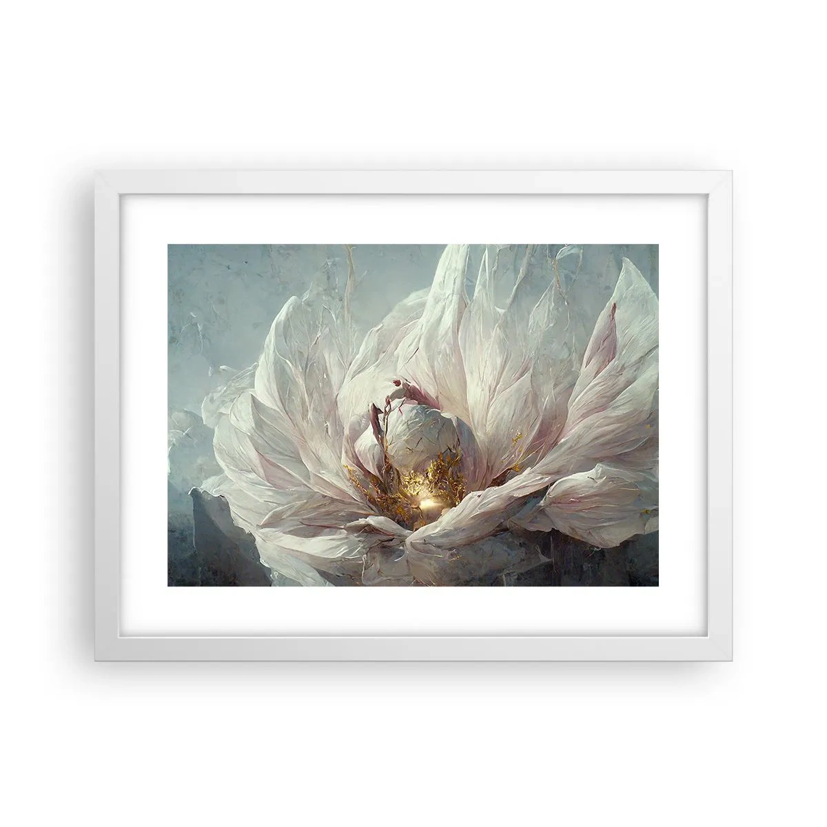 Affisch i vit ram - Blommar en gång på hundra år - 40x30 cm