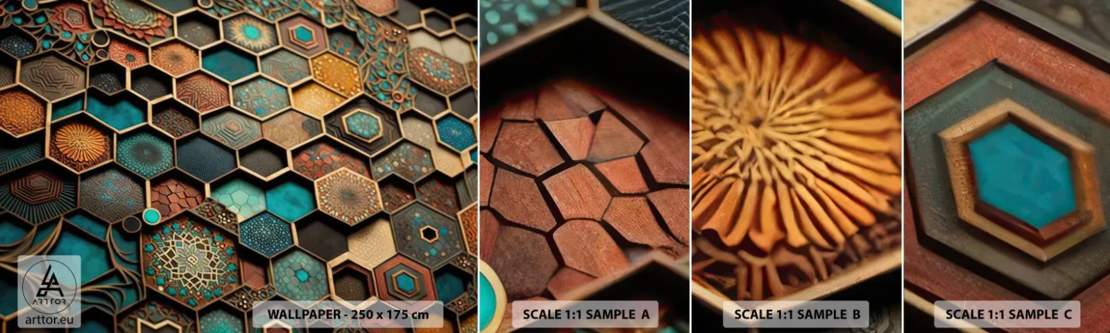 Fototapet Prov Standard Eco - Arabiska ornament - en variation - Kub, Mosaik, Mönster - 100x30 cm