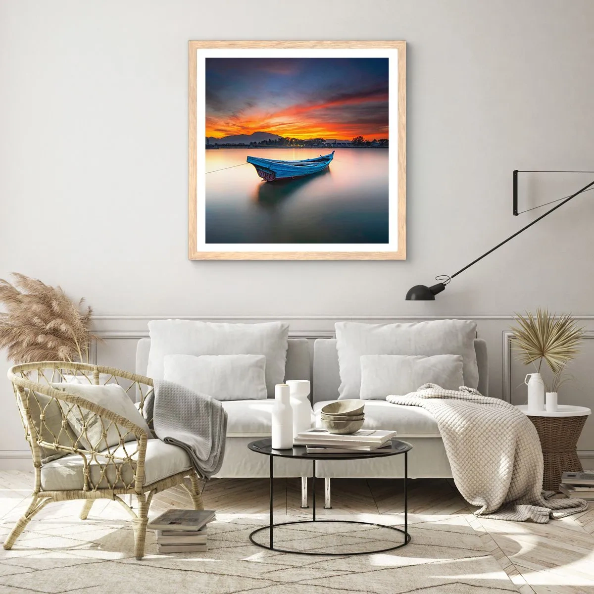 Affisch i ram av ljusek - Det kommer en god natt - 50x50 cm