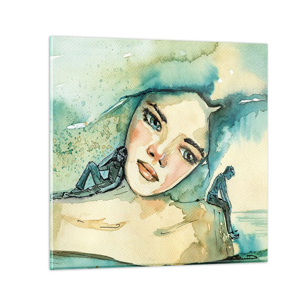 Glastavla - Bild på glas - Am I blue? - 40x40 cm