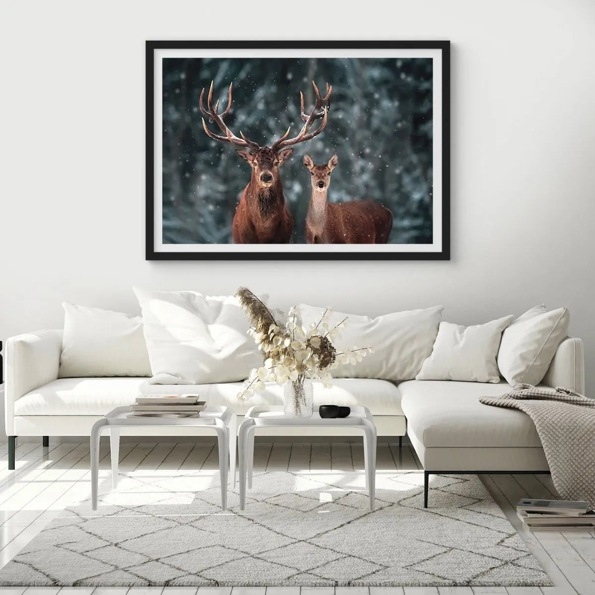 Affisch i svart ram - Skogens herre med hustrun - 70x50 cm