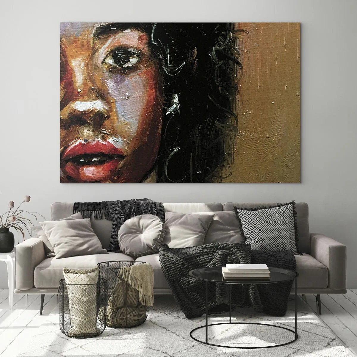 Glastavla - Bild på glas - Svärta och sken - 100x70 cm