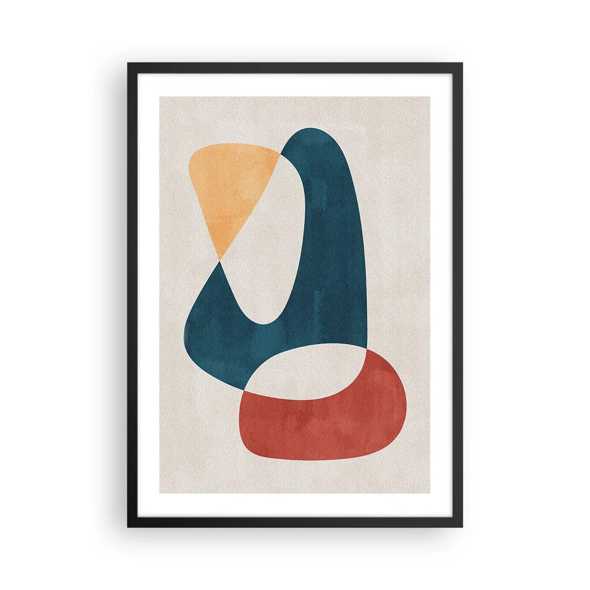Affisch i svart ram - En abstrakt komposition av geometriska former i varma färger. - 50x70cm - Influenser och metamorfoser - Modern väggdekoration för vardagsrum och sovrum ARTTOR