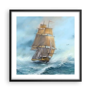 Affisch i svart ram - Vinkande genom vågorna - 50x50 cm