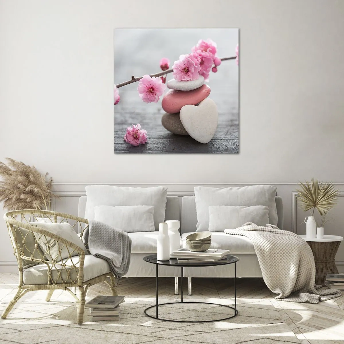 Glastavla - Bild på glas - Salighet med körsbärsblomma - 40x40 cm