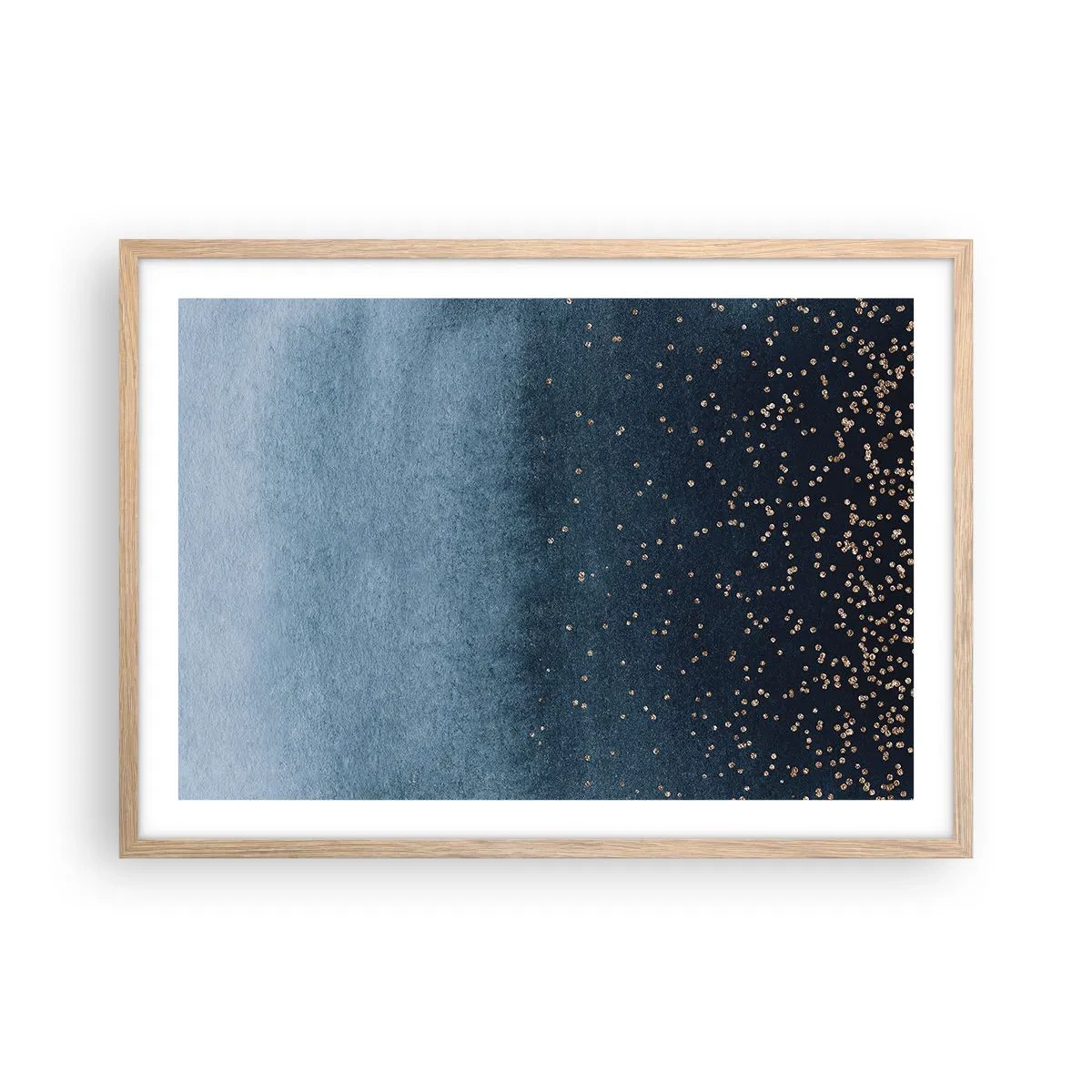 Affisch i ram av ljusek - Komposition – blåa faser - 70x50 cm