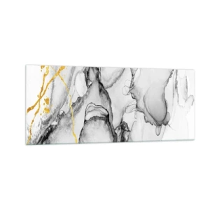Glastavla - Bild på glas - Komposition med guldmotiv - 100x40 cm