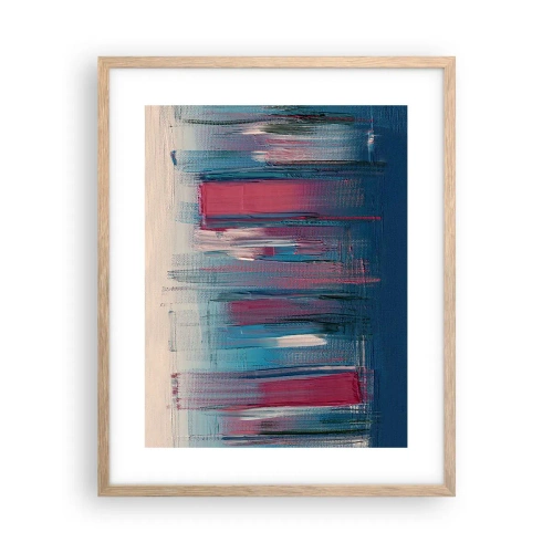Affisch i ram av ljusek - Vertikal komposition i blått och rött - 40x50 cm