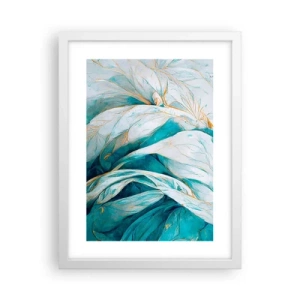 Affisch i vit ram - Blå abstraktion med guldmotiv - 30x40 cm