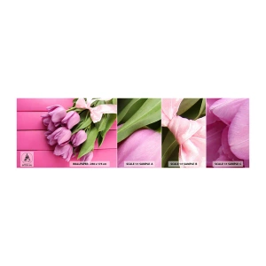 Provbit av självhäftande fototapet Deluxe Sticker - Just för dig - Blommor, Tulpaner, Blombukett - 100x30 cm