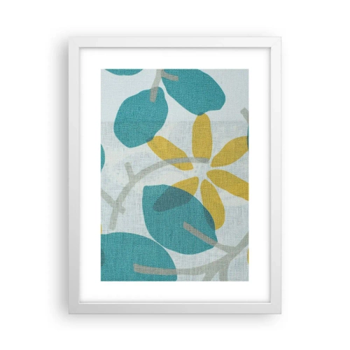 Affisch i vit ram - Bland azurblå blad - 30x40 cm